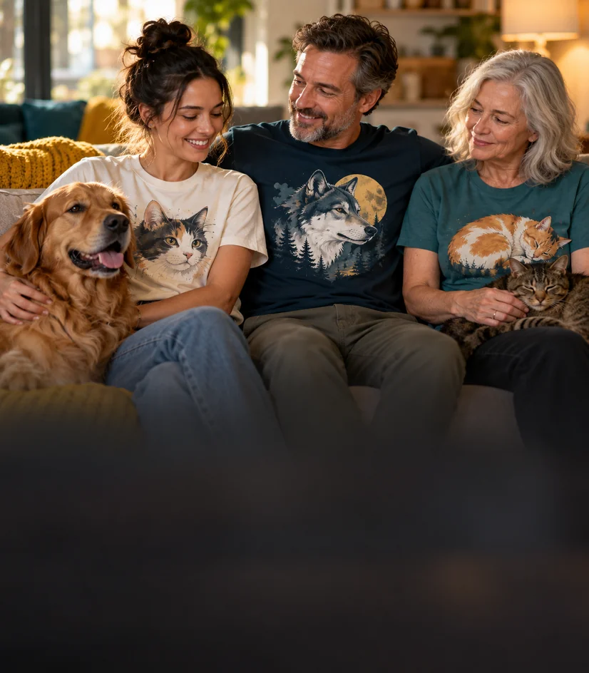 Animal graphic T-shirts from Pearltee in an original Pearltee apparel photograph