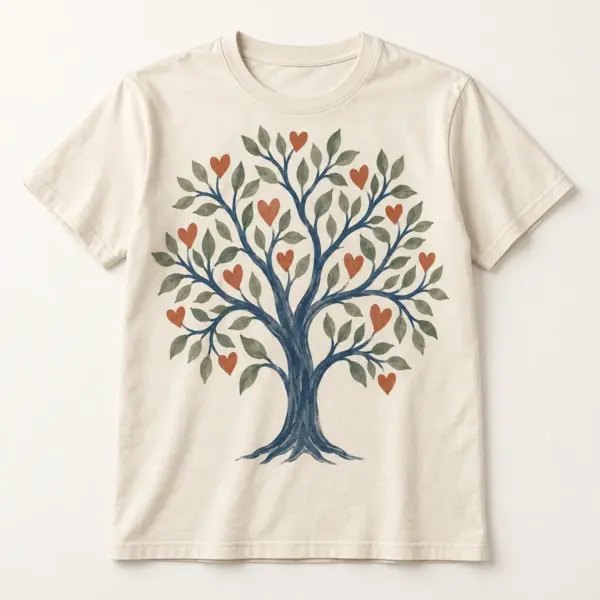 Main mockup of a cream crew neck T-shirt in the Together Branches design